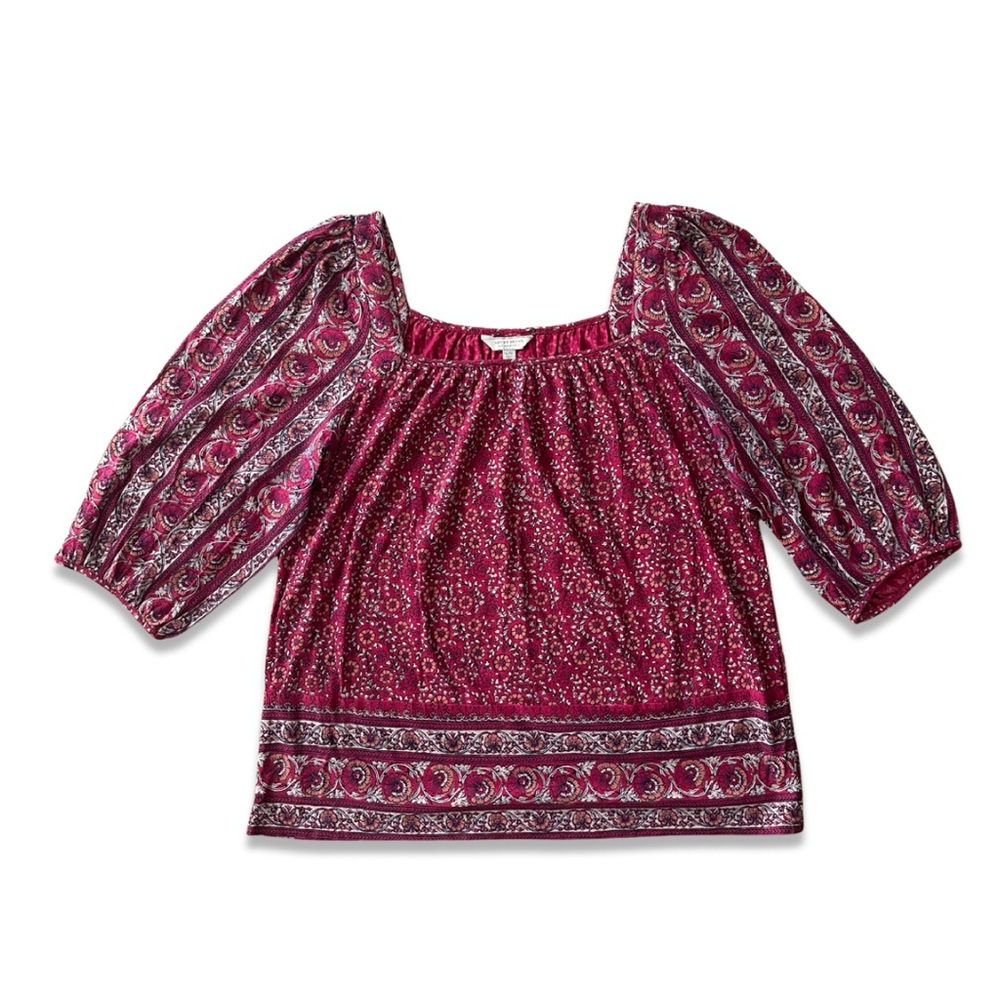 🏷️*Price Drop* Lucky Brand Floral Boho 3/4 Sleeve Peasant Top Size Large